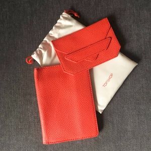 TOPSHOP Orange Passport + Card Case Set w/ Dustbag